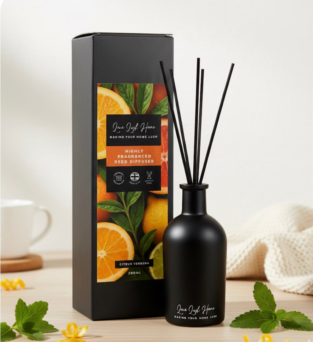 *CLEARANCE* Citrus Verbena + Anti Odour Technology | Black Ceramic Reed Diffuser | 200ml