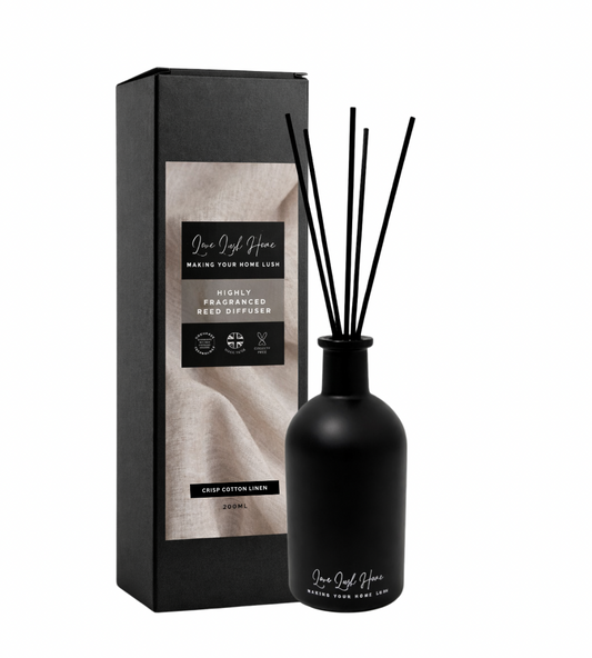 *CLEARANCE* Crisp Cotton Linen + Anti Odour Technology | Black Ceramic Reed Diffuser | 200ml