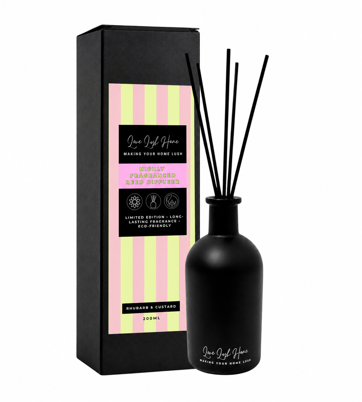 *CLEARANCE* Rhubarb & Custard | Black Ceramic Reed Diffuser | 200ml